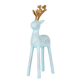 National Tree Company First Traditions Blue Woodgrain Deer Tabletop Decor