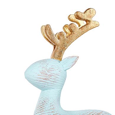 National Tree Company First Traditions Blue Woodgrain Deer Tabletop Decor