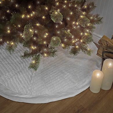 National Tree Company HGTV 60" Ivory Quilted Velvet Tree Skirt