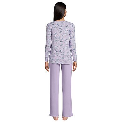 Women's Lands' End Cozy Long Sleeve Pajama Top & Pajama Pants Sleep Set