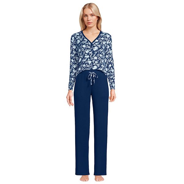 Women's Lands' End Cozy Long Sleeve Pajama Top & Pajama Pants Sleep Set