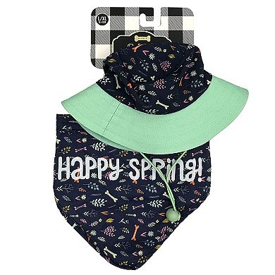 Woof "Happy Spring" Pet Bandana & Hat Set