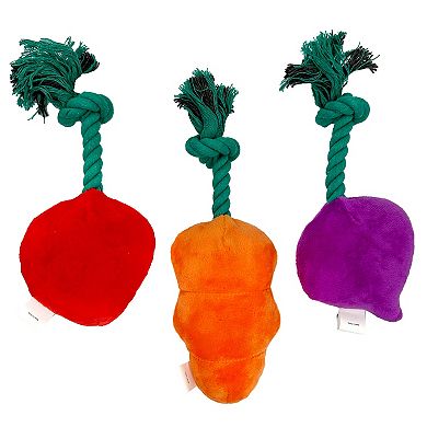 Woof 3-Pack Root Veggie Rope Dog Toy