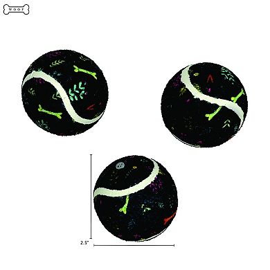 Woof 3-Pack Spring Squeaker Tennis Ball Dog Toy
