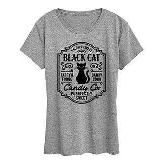 Women's Black Cat Candy Co Halloween Tee