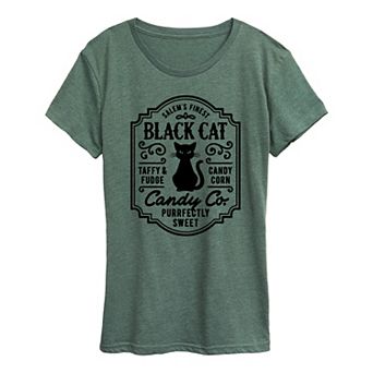 Women's Black Cat Candy Co Halloween Tee