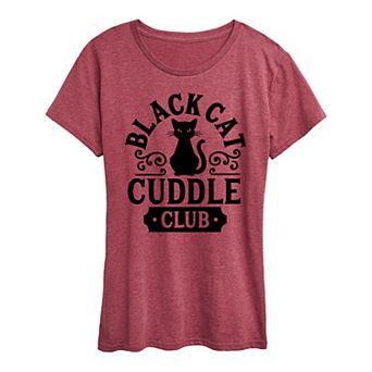Women's Black Cat Cuddle Club Halloween Tee