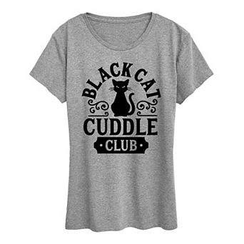 Women's Black Cat Cuddle Club Halloween Tee