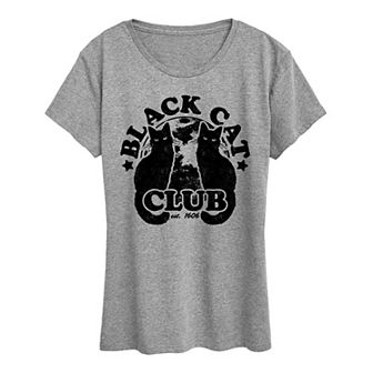 Women's Black Cat Club Halloween Tee