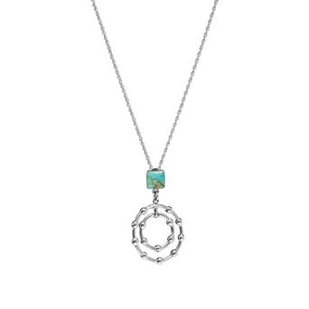 Athra NJ Inc Sterling Silver Simulated Turquoise Circle Pendant Necklace