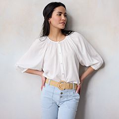 Buy Women's Blouses White 3/4 Sleeve Tops Online