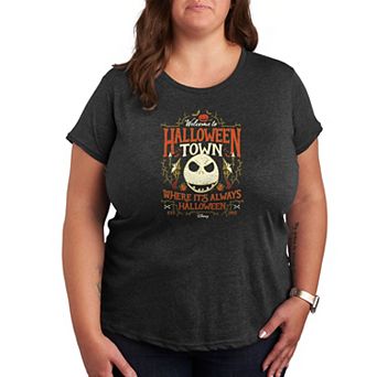 Disney's The Nightmare Before Christmas Jack Skellington Plus Size Halloween Town Sign Graphic Tee