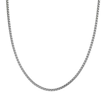 Men's LYNX Stainless Steel 3.5 mm Round Box Chain Necklace