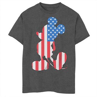 Disney's Mickey Mouse Boys 8-20 USA Flag Filled Silhouette Husky Graphic Tee