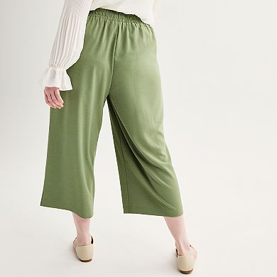 Plus Size Nine West Pull-On Flowy Wide Leg Cropped Pants