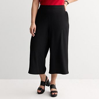 Plus Size Nine West Pull-On Flowy Wide Leg Cropped Pants
