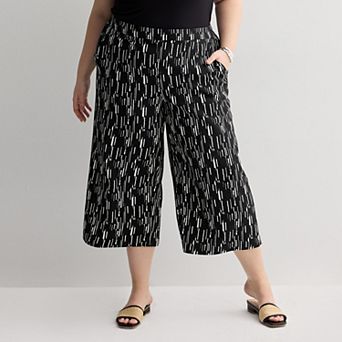 Plus Size Nine West Pull-On Flowy Wide Leg Cropped Pants