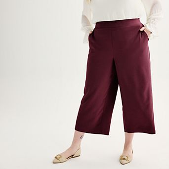 Plus Size Nine West Pull-On Flowy Wide Leg Cropped Pants