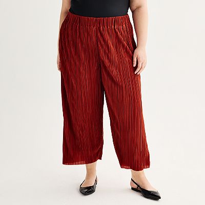 Plus Size Nine West Pull On Flowy Wide Leg Cropped Pants
