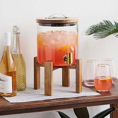 Twine Modern Manor Wood & Glass Drink Dispenser