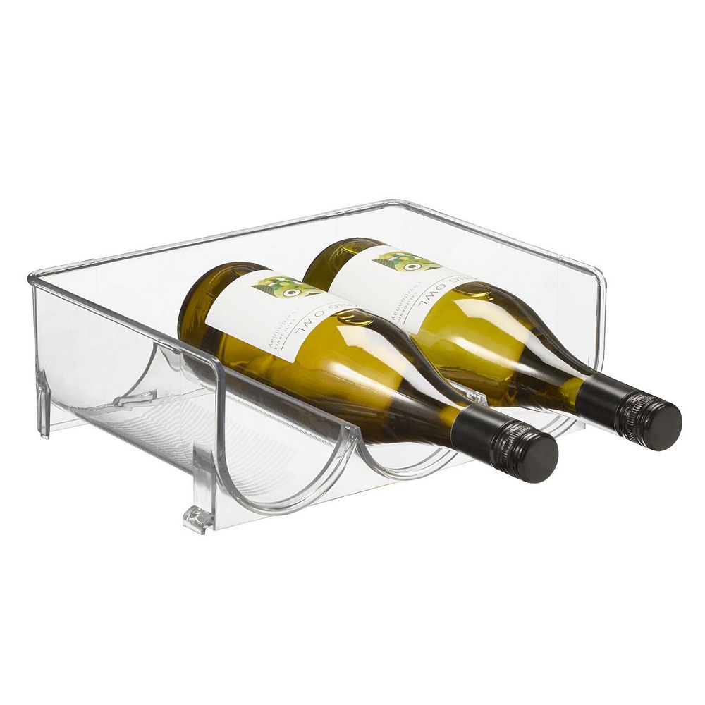 mDesign Plastic Free-Standing Stackable 3 Bottle Wine Storage Rack, Clear