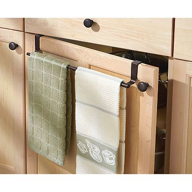 mDesign Adjustable, Expandable Over Cabinet Door Towel Bar, 2 Pack