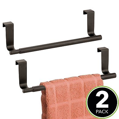 mDesign Adjustable, Expandable Over Cabinet Door Towel Bar, 2 Pack