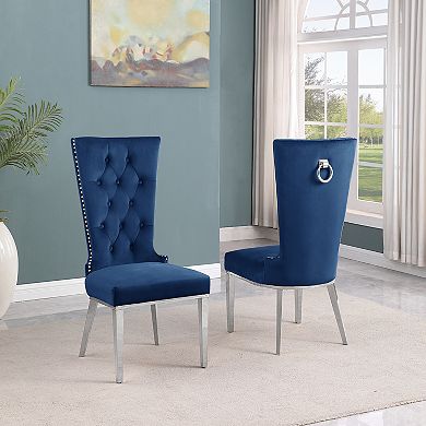 Best Quality Furniture High Back Dining Side Chair with Stainless Steel (Set of 2)