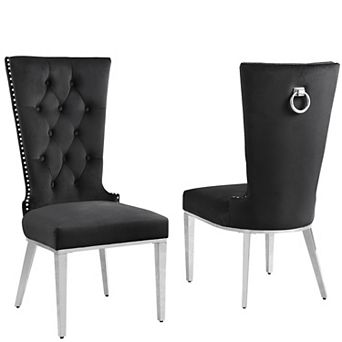 Best Quality Furniture High Back Dining Side Chair with Stainless Steel (Set of 2)