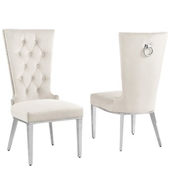 Best Quality Furniture High Back Dining Side Chair with Stainless Steel (Set of 2)