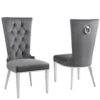 Best Quality Furniture High Back Dining Side Chair with Stainless Steel (Set of 2)