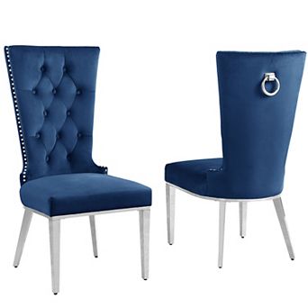 Best Quality Furniture High Back Dining Side Chair with Stainless Steel (Set of 2)