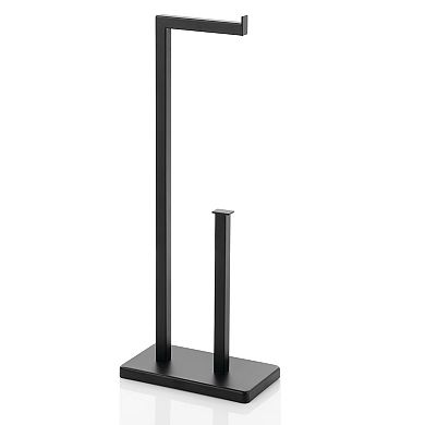 mDesign Metal Toilet Paper Holder Stand and Dispenser, Holds 2 Rolls - Black