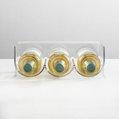 mDesign Plastic Free-Standing Stacking 3 Bottle Wine Storage Rack, 8 Pack, Clear