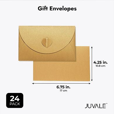 24 Pack Golden Craft Photo Gift Envelopes w/Heart Clasps White Postcard Included