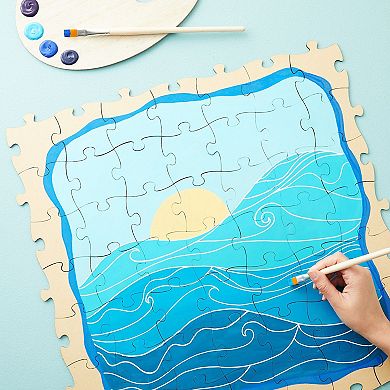 50 Blank Wooden Puzzle Pieces For Crafts, Unfinished Jigsaw, 3x3.5 In