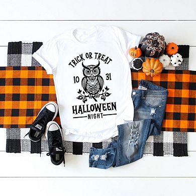 Trick or Treat Owl Short Sleeve Graphic Tee
