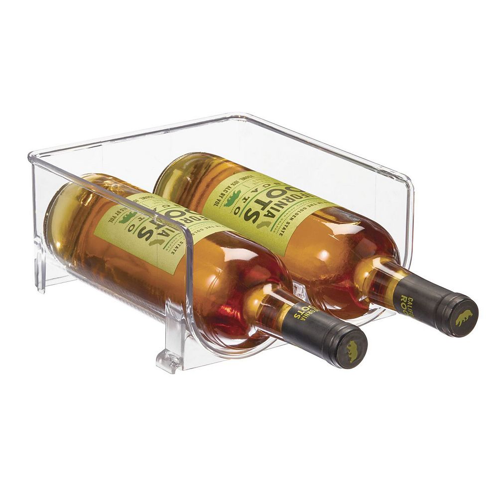 mDesign Stackable Plastic 2 Bottle Refrigerator Wine Rack Holder - Clear