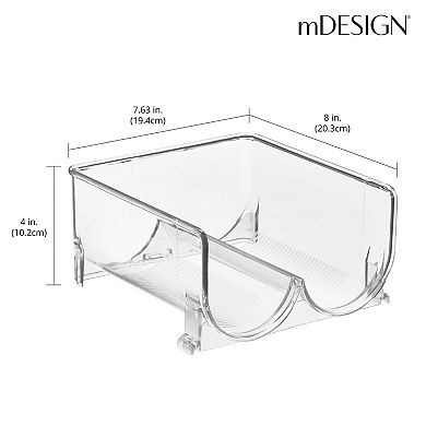 mDesign Stackable Plastic 2 Bottle Refrigerator Wine Rack Holder - Clear