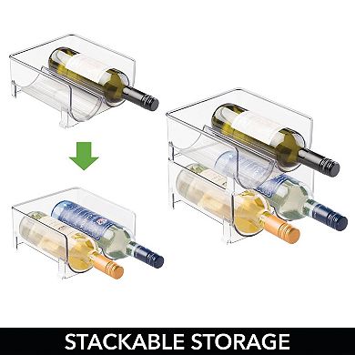 mDesign Plastic Stackable Wine Bottle Storage Organizer Rack, 2 Bottles Wide