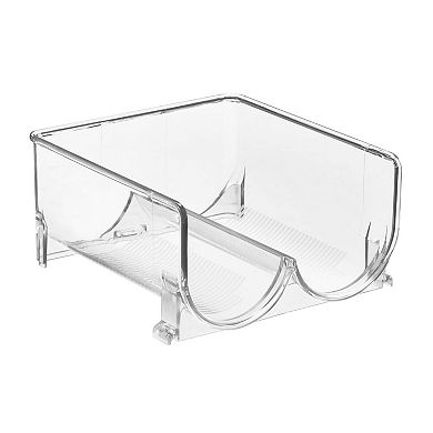 mDesign Stackable Plastic 2 Bottle Refrigerator Wine Rack Holder - Clear