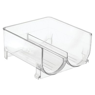 mDesign Stackable Plastic 2 Bottle Refrigerator Wine Rack Holder - Clear