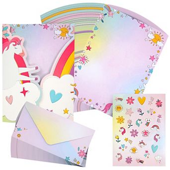 60 Sheets Unicorn Stationery Paper with 30 Envelopes for Kids, 7.25 x 10.2 In