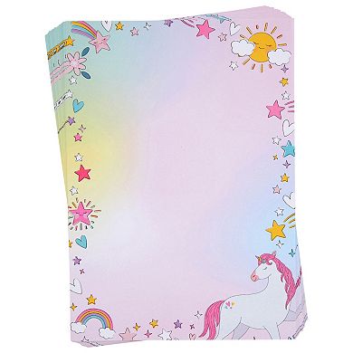 60 Sheets Unicorn Stationery Paper with 30 Envelopes for Kids, 7.25 x 10.2 In