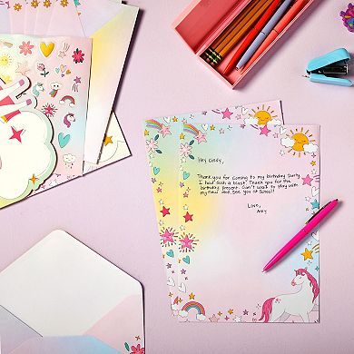 60 Sheets Unicorn Stationery Paper with 30 Envelopes for Kids, 7.25 x 10.2 In