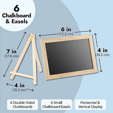 6-pack Mini Chalkboard Signs With Easel Stand For Table Decorations, 7x7x4 In