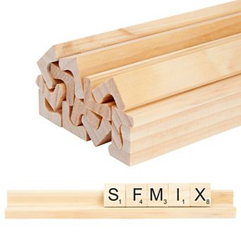 12 Pack Wooden Game Letter Holder Racks For Scrabble Tiles, 7.5x.7x.8"
