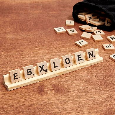 12 Pack Wooden Game Letter Holder Racks For Scrabble Tiles, 7.5x.7x.8"