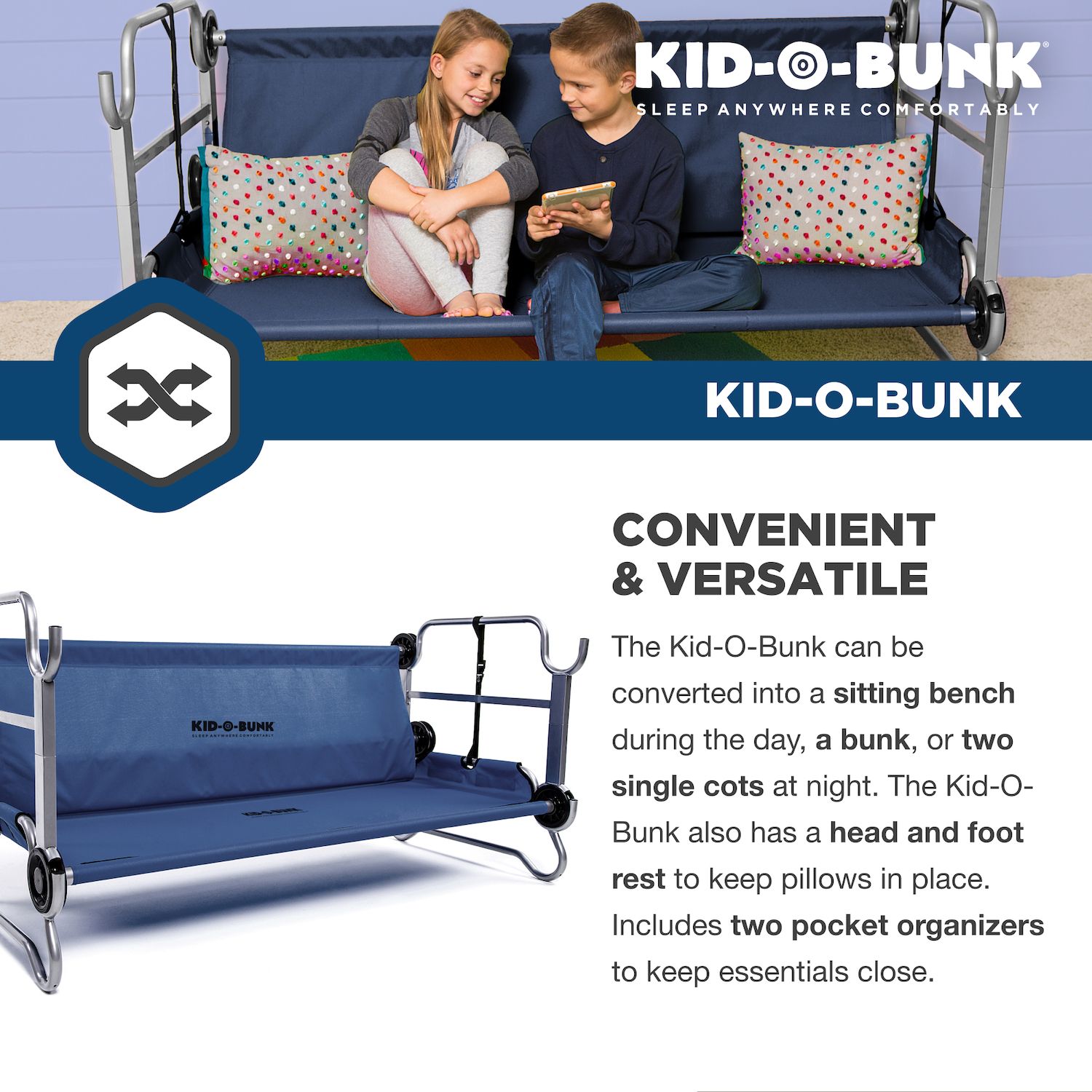 HOT Bunk Cot Disk O Bed Kid O Bunk Portable Bed Disc-O-Bed