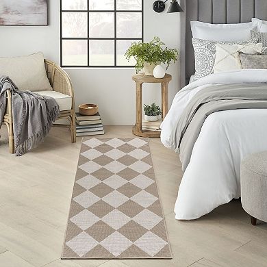 Nourison Washable Modern Jute Diamond Geometric Non-skid Indoor Area Rug